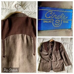 Circle S Boise Western Suit Coat Jacket Chestnut Brown Mens 48R Cowboy Rodeo EUC